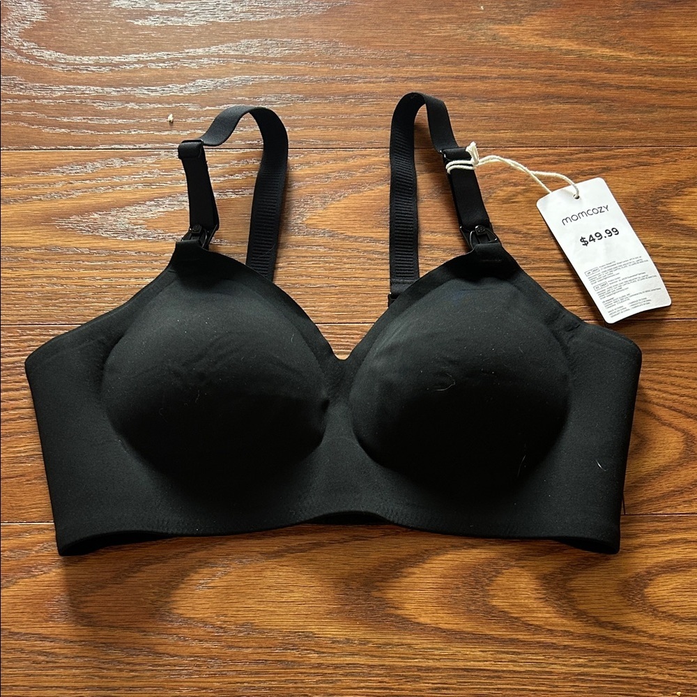 NWT‎ Momcozy Wireless Size M Plus Black Nursing Bra Maternity